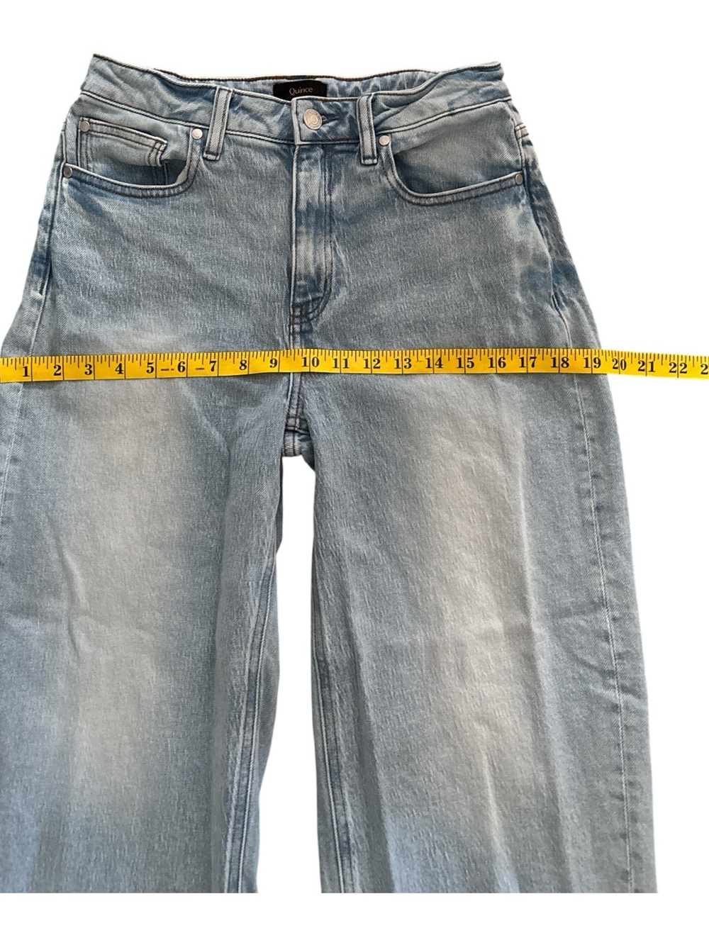 Quince Bella Stretch Light Wash Wide Leg Baggy Jeans 27 Organic Cotton - Picture 4 of 9